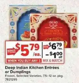 Giant Food Deep Indian Kitchen Entrées or Dumplings offer