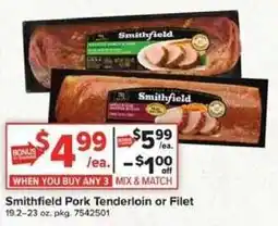 Giant Food Smithfield Pork Tenderloin or Filet offer