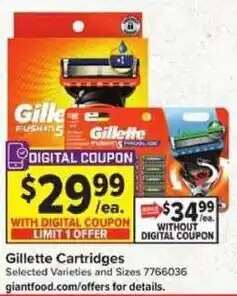 Giant Food Gillette Cartridges offer