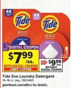 Giant Food Tide Evo Laundry Detergent offer