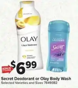Giant Food Secret Deodorant or Olay Body Wash offer