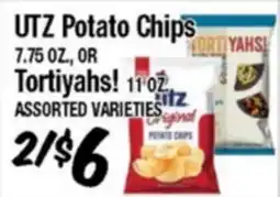 Western Beef UTZ Potato Chips 7.75 OZ., OR Tortiyahs! 11 OZ offer