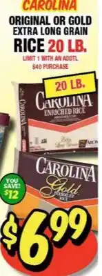 Western Beef CAROLINA ORIGINAL OR GOLD EXTRA LONG GRAIN RICE offer