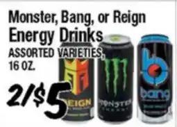 Western Beef Monster, Bang, or Reign Energy Drinks offer