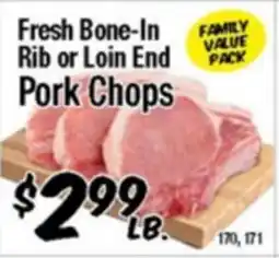 Western Beef Fresh Bone-In Rib or Loin End Pork Chops offer