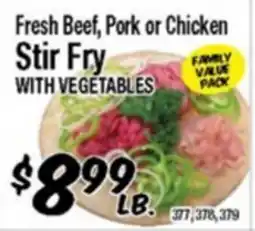 Western Beef Fresh Beef, Pork or Chicken Stir Fry WITH VEGETABLES offer