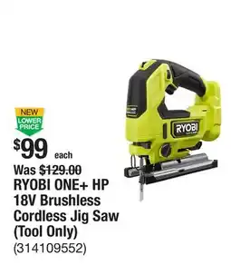 The Home Depot RYOBI ONE+ HP 18V Brushless Cordless Jig Saw (Tool Only) offer
