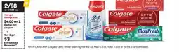 CVS ANY Colgate Optic White Stain Fighter 4.2 oz, Max 6.3 oz, Total 3.3 oz or 2in1 4.6 oz toothpaste offer