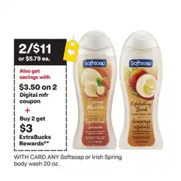 CVS ANY Softsoap or Irish Spring body wash 20 oz offer