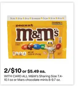 CVS ALL M&M's Sharing Size 7.4-10.1 oz or Mars chocolate minis 8-9.7 oz offer