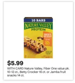 CVS Nature Valley, Fiber One value pk. 10-12 ct., Betty Crocker 16 ct. or Jamba fruit snacks 14 ct offer