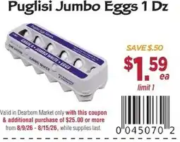 Dearborn Market Puglisi Jumbo Eggs offer