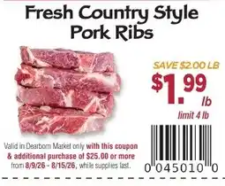Dearborn Market Fresh Country Style Pork Ribs offer