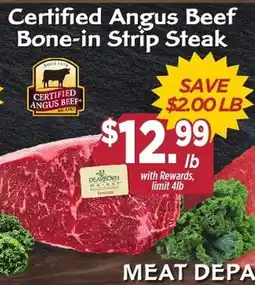 Dearborn Market Certified Angus Beef Bone-in Strip Steak offer