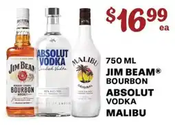 Price Cutter Jim Beam Bourbon, Absolut Vodka, Malibu offer