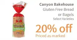 Akin's Natural Foods Canyon Bakehouse Gluten Free Bread or Bagels offer