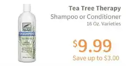 Akin's Natural Foods Tea Tree Therapy Shampoo or Conditioner offer