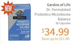 Akin's Natural Foods Garden of Life Dr. Formulated Probiotics Microbiome Balance offer