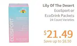 Akin's Natural Foods Lily Of The Desert Ecosport or Ecodrink Packets offer