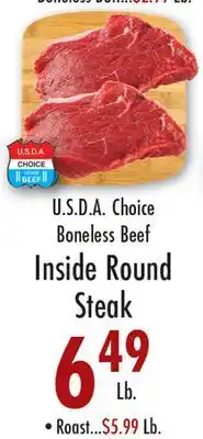 Garden Fresh Market U.S.D.A. Choice Boneless Beef Inside Round Steak offer