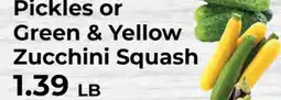 Sunset Foods Pickles or Green & Yellow Zucchini Squash offer
