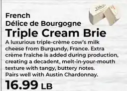Sunset Foods French Délice de Bourgogne Triple Cream Brie offer