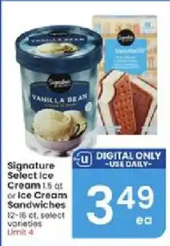 Albertsons Signature Select Ice Cream or Ice Cream Sandwiches offer
