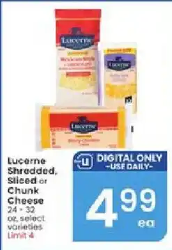 Albertsons Lucerne shredded, sliced or chunk cheese offer