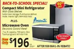 ABC Warehouse Avanti compact mini refrigerator with glass shelves offer