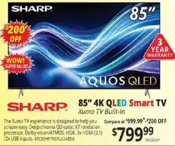 ABC Warehouse Sharp 85" 4k Qled Smart Tv offer