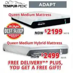 ABC Warehouse Tempur-pedic queen medium mattress offer