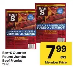 Albertsons Bar-S quarter pound jumbo beef franks offer