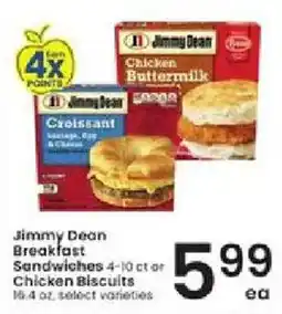 Albertsons Jimmy Dean Breakfast Sandwiches or Chicken Biscuits offer