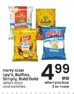 Albertsons Party Size Lay's, Ruffles, Simply, Bold Gold offer