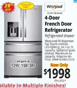 ABC Warehouse Whirlpool 4-Door French Door Refrigerator offer