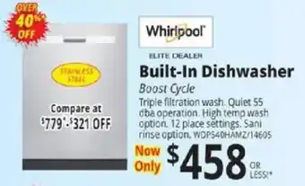 ABC Warehouse Whirlpool built-in dishwasher offer