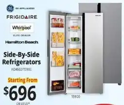 ABC Warehouse Frigidaire side-by-side refrigerators offer