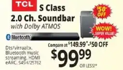 ABC Warehouse Tcl s class 2.0 ch. soundbar with dolby atmos offer