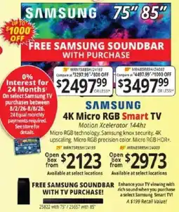ABC Warehouse Samsung 4K Micro RGB Smart TV offer