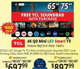 ABC Warehouse Tcl 4k Qd Mini Led Smart Tv offer