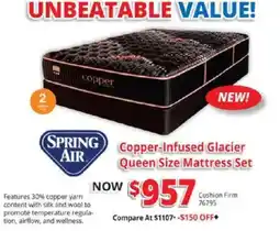 ABC Warehouse Spring Air Copper-Infused Glacier Queen Size Mattress Set offer