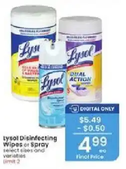 Albertsons Lysol Disinfecting Wipes or Spray offer