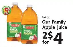 Hugo's Supermarkets Our Family Apple Juice offer
