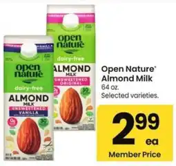 Albertsons Open Nature Almond Milk offer