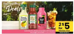 Albertsons Gold Peak Tea, Simply Lemonade or Minute Maid Zero Sugar Lemonade offer