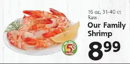 Hugo's Supermarkets Our Family Shrimp offer