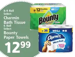 Hugo's Supermarkets Charmin bath tissue 6 roll select bounty paper towels offer