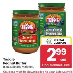 Albertsons Teddie Peanut Butter offer