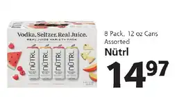 Hugo's Supermarkets Nütrl vodka seltzer real juice offer