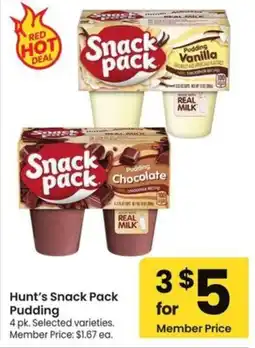 Albertsons Hunt's Snack Pack Pudding offer